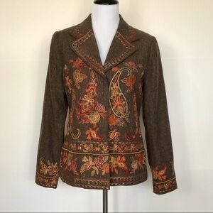 Coldwater creek embroidered jacket/Blazer S
